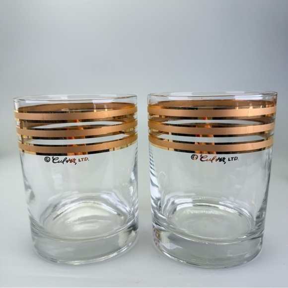 Vintage Mid Century Culver 22kt 
Gold Banded Glasses - Picture 3 of 12